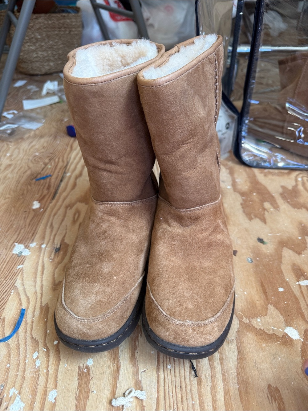 UGG Chestnut Suede Shearling-Lined Mid-Calf Boots